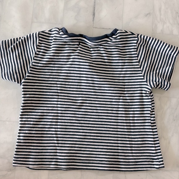 Monica + Andy Baby Boy’s Navy and White Striped V-neck Tee - Picture 5 of 5